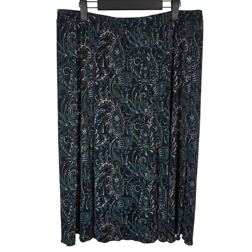 Christopher & Banks Paisley Print Maxi Skirt Womens Size L Blue Green Y2K‎
